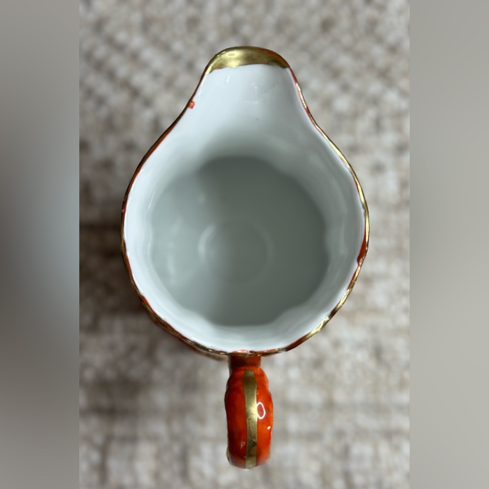 Vintage Asian-Inspired Ceramic Pitcher with Red Accents - Picture 5 of 6